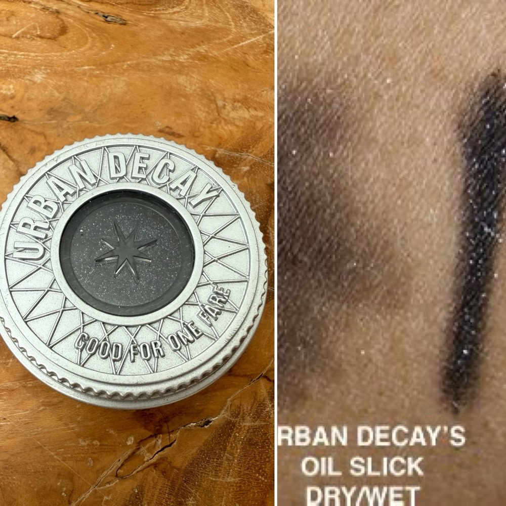 URBAN DECAY Oil Slick Black Silver Glitter EYESHADOW RARE DISCONTINUED